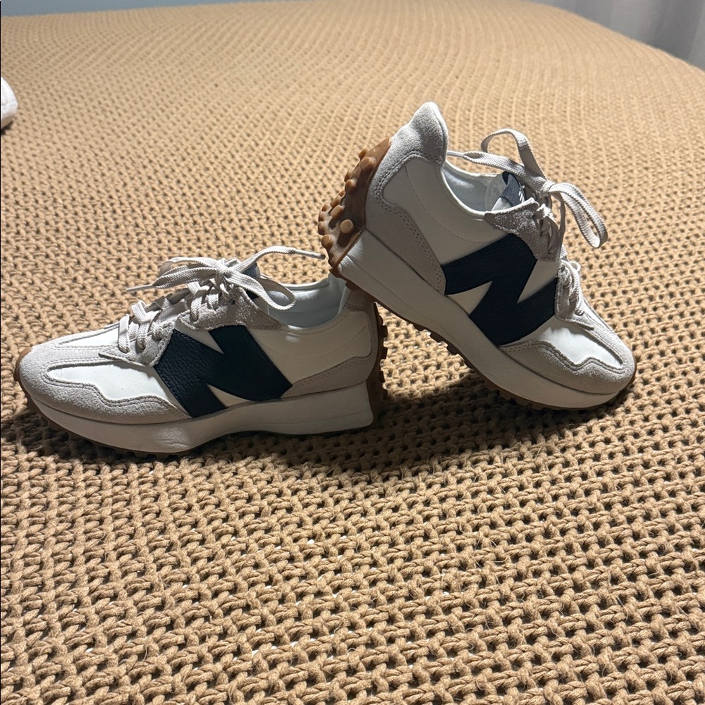 New Balance 327 Cream and Black Athletic Shoes
